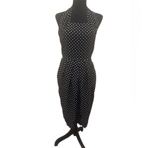 Chic Black and White Polka Dot Midi Dress
